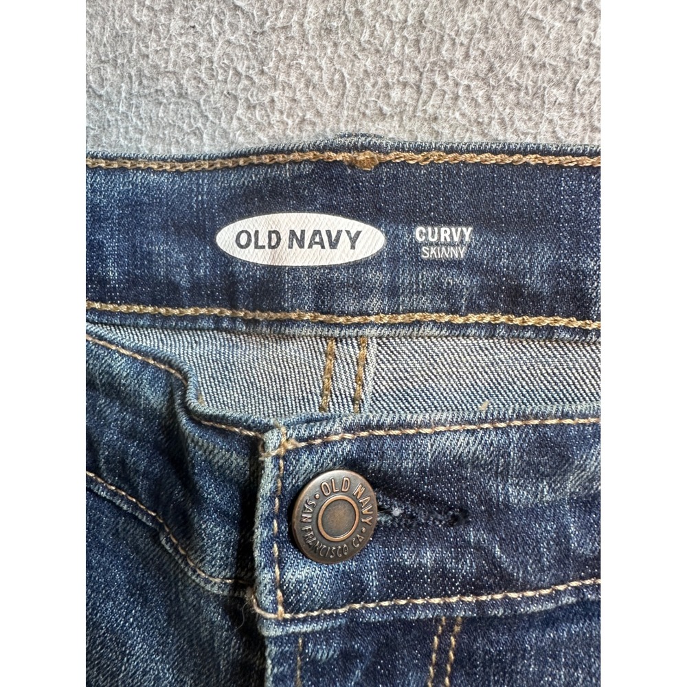 Old Navy Curvy Skinny Darci Jeans Womens 14 Long Blue Denim Distressed High Rise - Picture 3 of 13